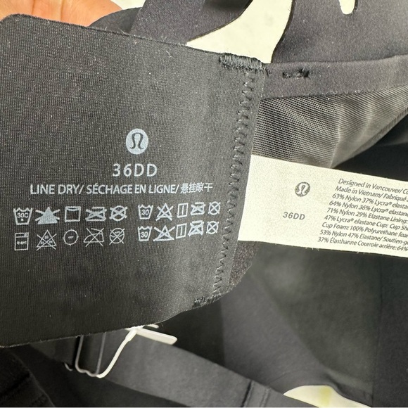Lululemon Black Sports Bra Air support high support NWT 36DD - Picture 7 of 9